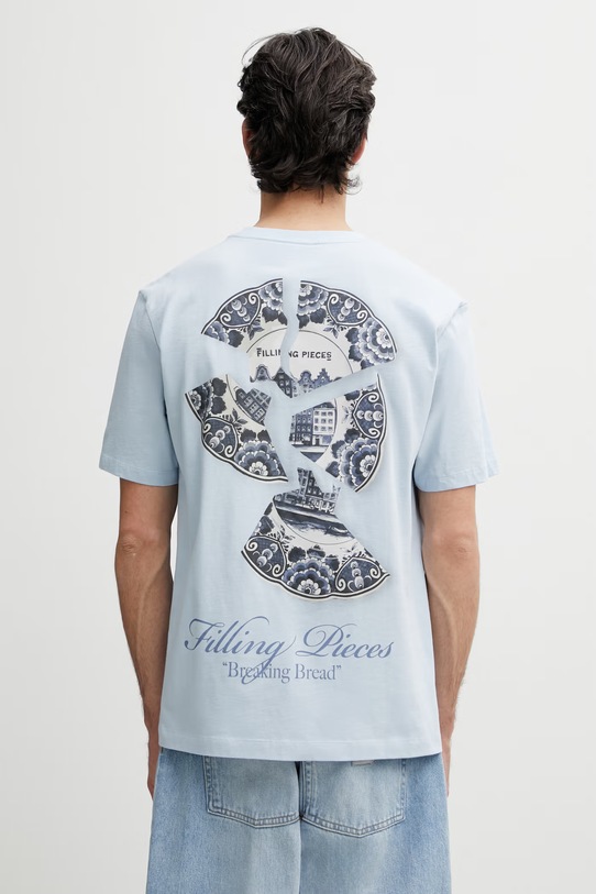 Odzież Filling Pieces Broken Plate t-shirt bawełniany męski 412620500321.294 niebieski