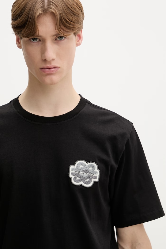 Filling Pieces tricou bărbați din bumbac Gowtu Tonal negru 422520500167.130