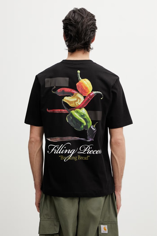 Odzież Filling Pieces t-shirt męski bawełniany Pepper 412620500287.130 czarny