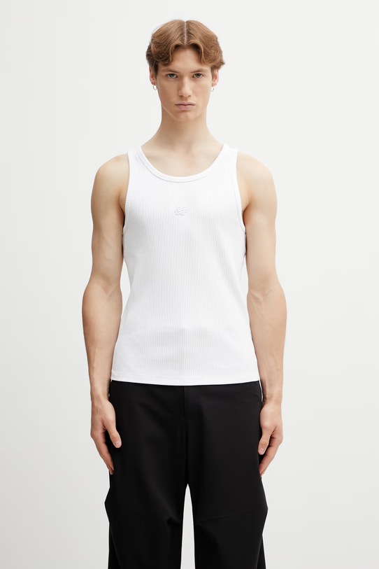 Filling Pieces Ribbed top bawełniany z elastanem męski biały 412622500331.110