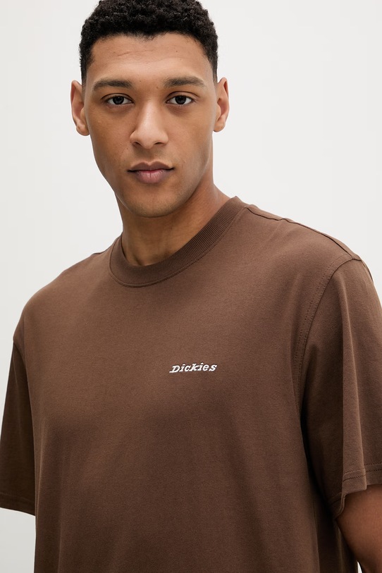 Dickies t-shirt bawełniany brązowy DK0A89EN0TB1