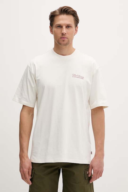 Ρούχα Dickies T-shirt ανδρικό βαμβακερό DK0A88GEC481 μπεζ