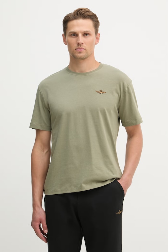 Aeronautica Militare t-shirt bawełniany bawełna zielony TS2522UJ00641