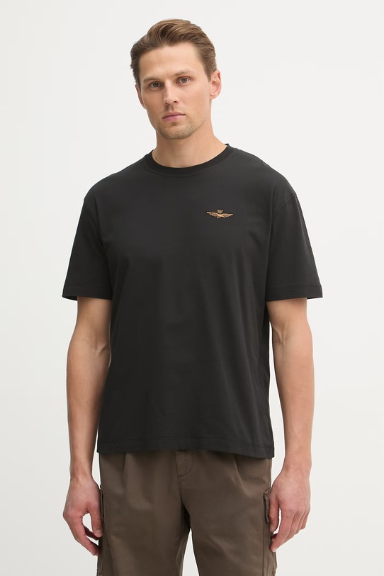 Aeronautica Militare t-shirt bawełniany bawełna czarny TS2522UJ00641