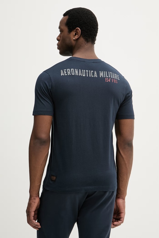 Odzież Aeronautica Militare t-shirt bawełniany TS2537UJ00727 granatowy