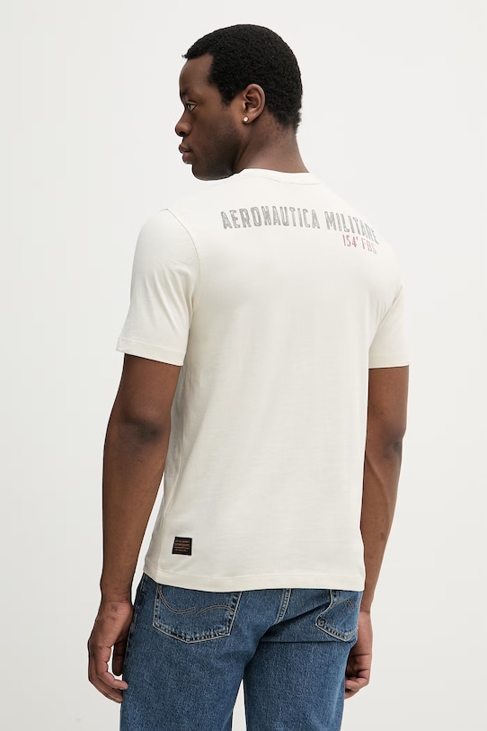 Odzież Aeronautica Militare t-shirt bawełniany TS2537UJ00727 beżowy