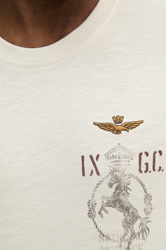 Bavlněné tričko Aeronautica Militare TS2543UJ00686 béžová