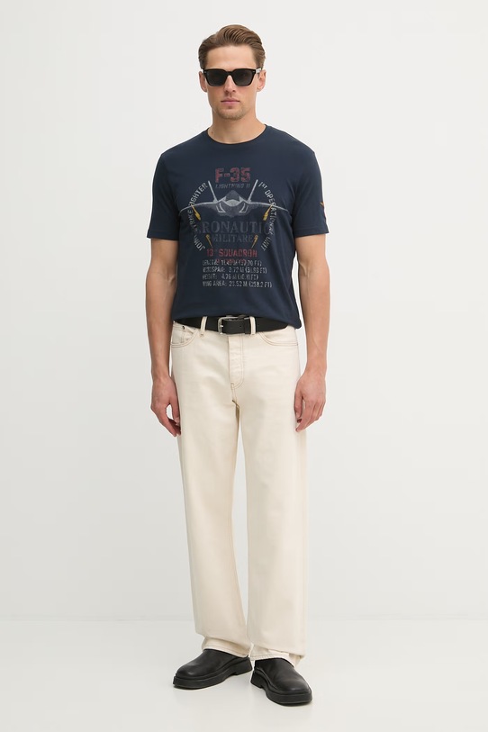 Aeronautica Militare t-shirt bawełniany TS2536UJ00641 granatowy SS26