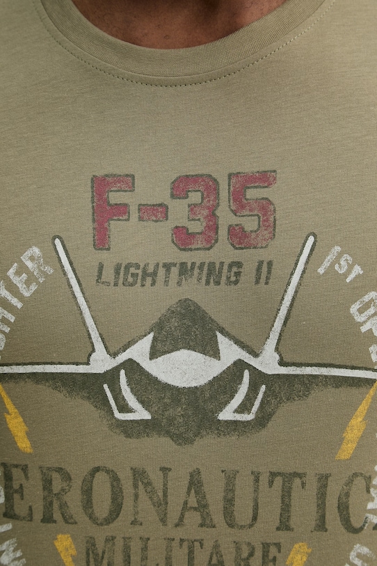 Aeronautica Militare t-shirt bawełniany TS2536UJ00641 zielony