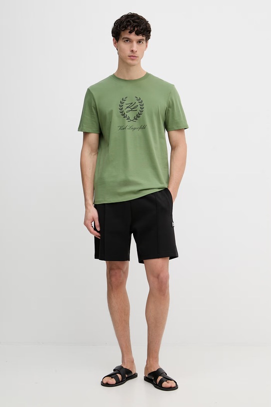 Karl Lagerfeld T-shirt męski bawełniany B2M46048 zielony SS26