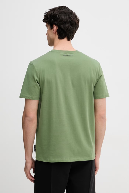 Odzież Karl Lagerfeld T-shirt męski bawełniany B2M46048 zielony