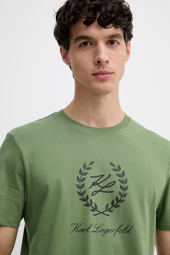 Karl Lagerfeld T-shirt męski bawełniany zielony B2M46048