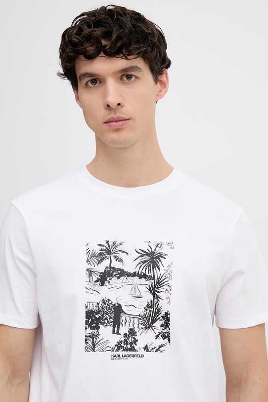 Karl Lagerfeld T-shirt męski bawełniany biały B2M46049
