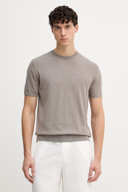 Armani Exchange тениска мъжка памучна кафяв 8NZM5C.ZM3JZ