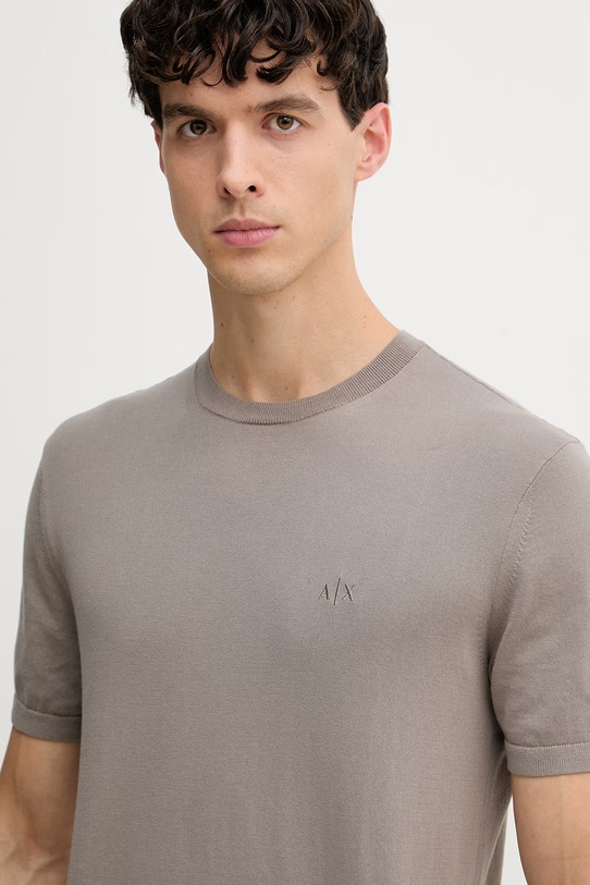 Armani Exchange тениска мъжка памучна кафяв 8NZM5C.ZM3JZ