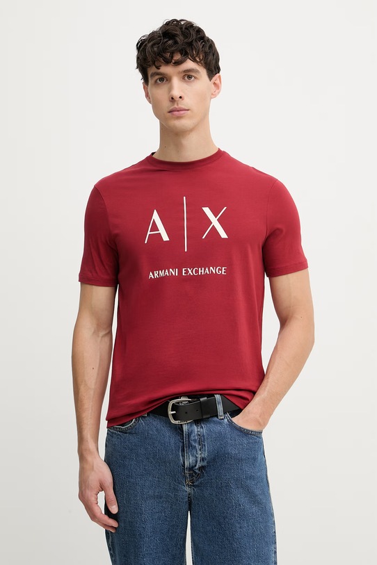 Armani Exchange t-shirt męski bawełniany czerwony XM002683.AF10356