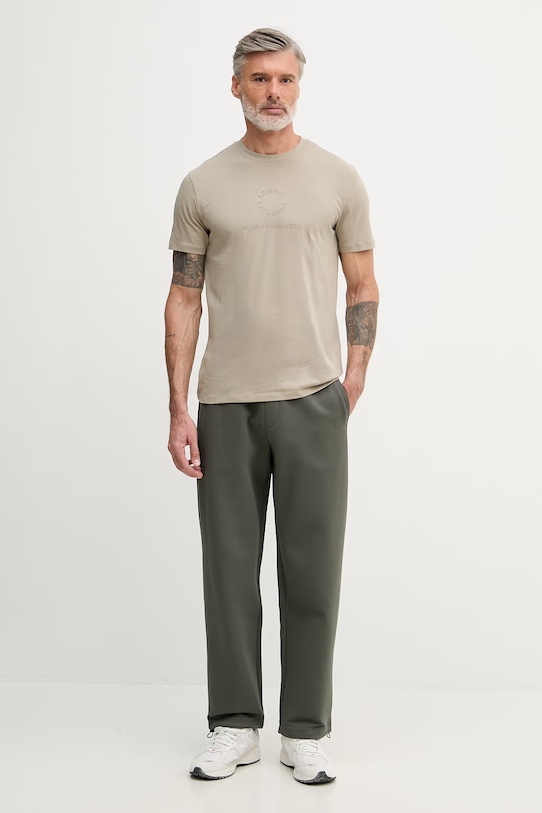 Pánske bavlnené tričko Armani Exchange XM002450.AF10356 béžová SS26