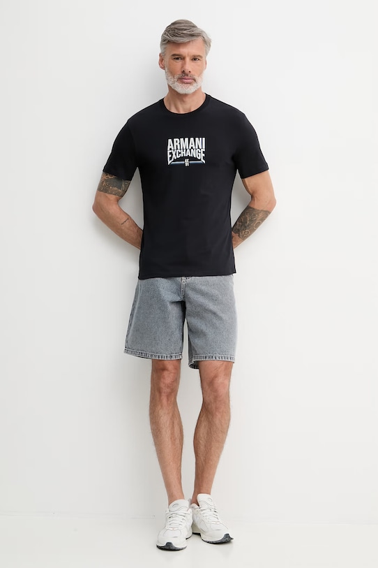 Armani Exchange t-shirt męski bawełniany XM002452.AF10334 czarny SS26