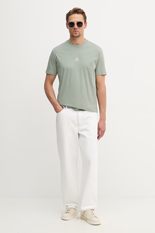 Armani Exchange t-shirt męski bawełniany XM002454.AF10358 zielony SS26