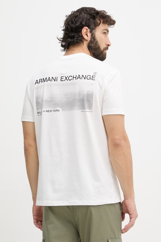Odzież Armani Exchange T-shirt męski bawełniany XM002490.AF10358 biały