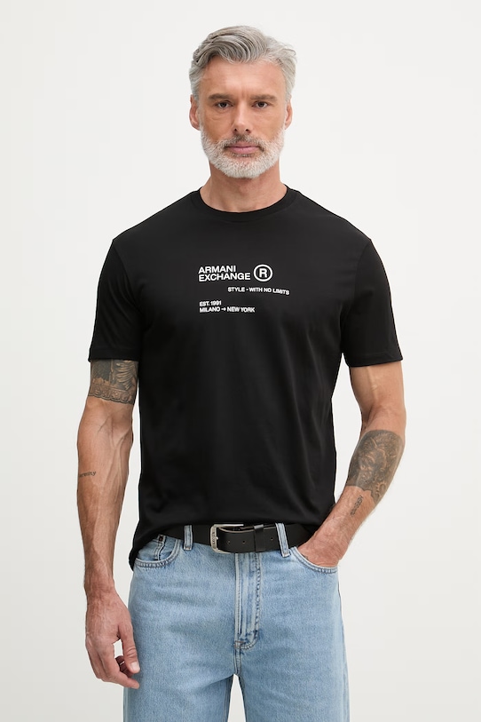 Oblačila Armani Exchange kratka majica moška bombažna XM002490.AF10358 črna