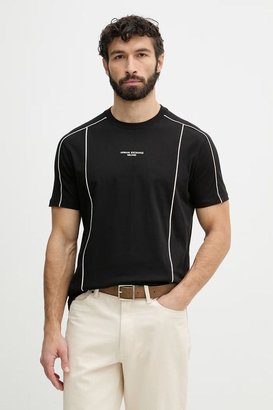 Armani Exchange kratka majica moška bombažna črna XM002492.AF10356