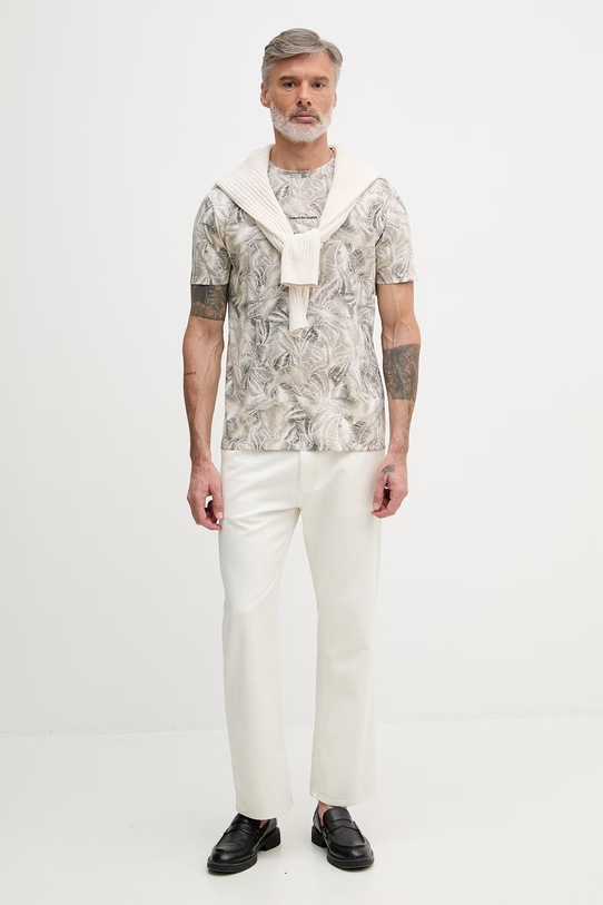 Armani Exchange t-shirt męski bawełniany XM002502.AF10358 beżowy SS26