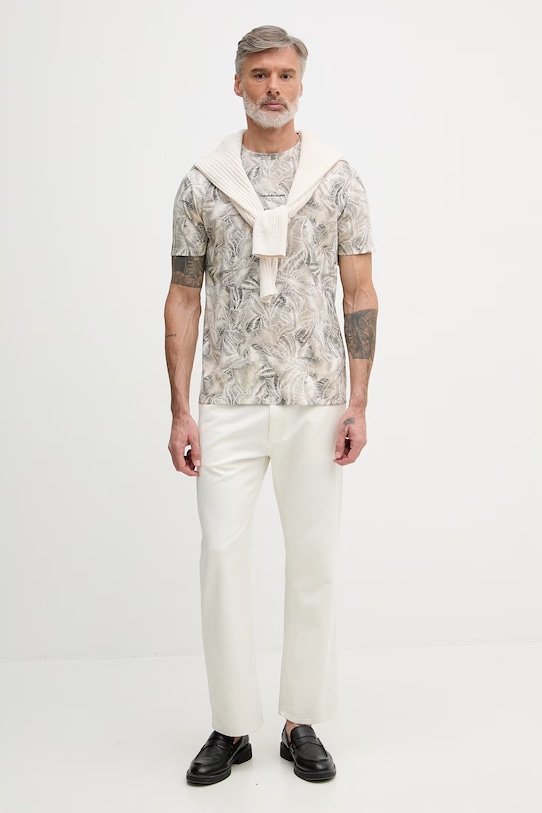 Armani Exchange t-shirt męski bawełniany XM002502.AF10358 beżowy SS26