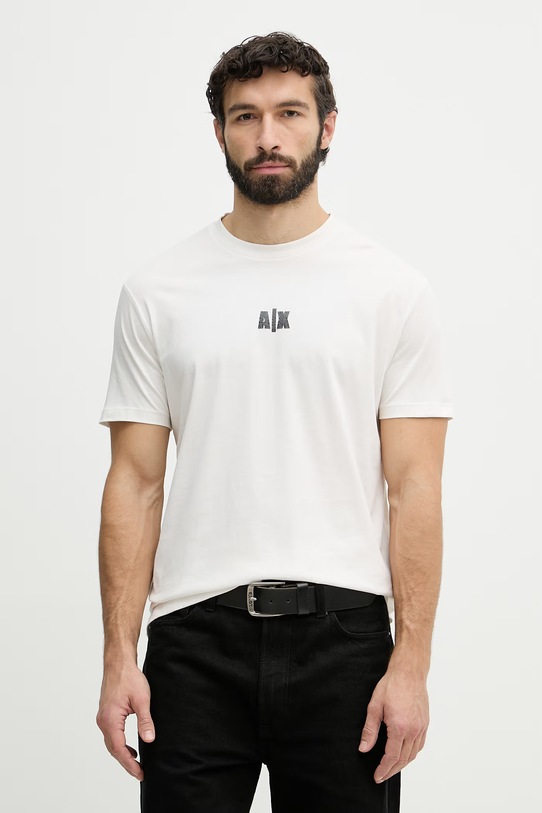 Odzież Armani Exchange t-shirt męski bawełniany XM002509.AF10358 beżowy