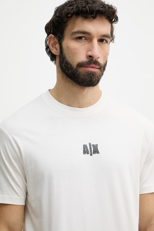 Armani Exchange t-shirt męski bawełniany beżowy XM002509.AF10358