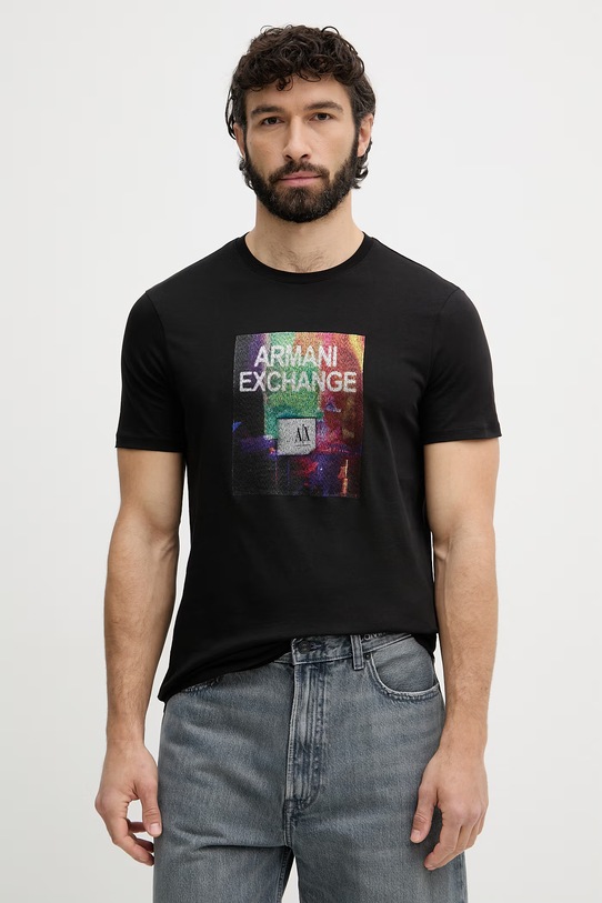 Armani Exchange t-shirt da uomo in cotone nero XM002515.AF10356