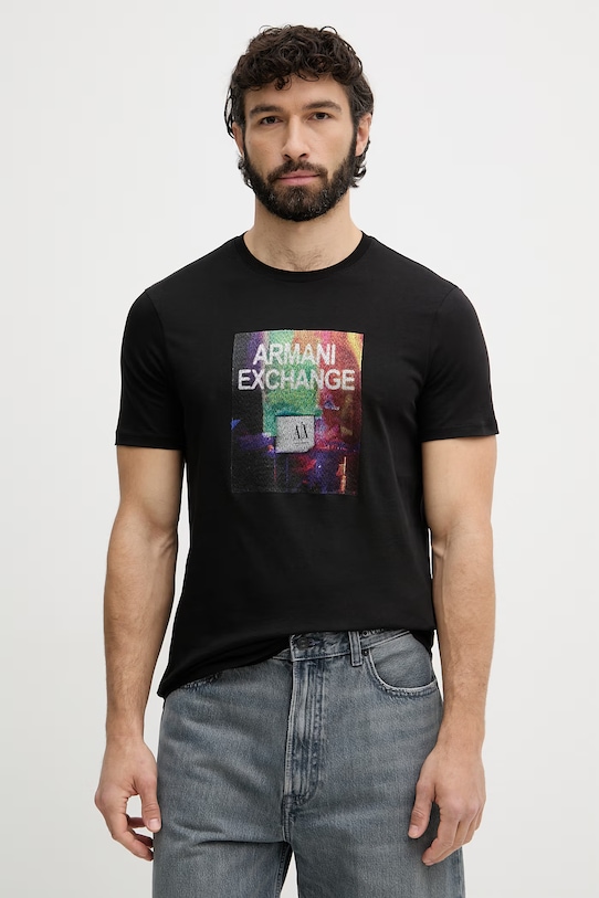 Armani Exchange t-shirt da uomo in cotone nero XM002515.AF10356