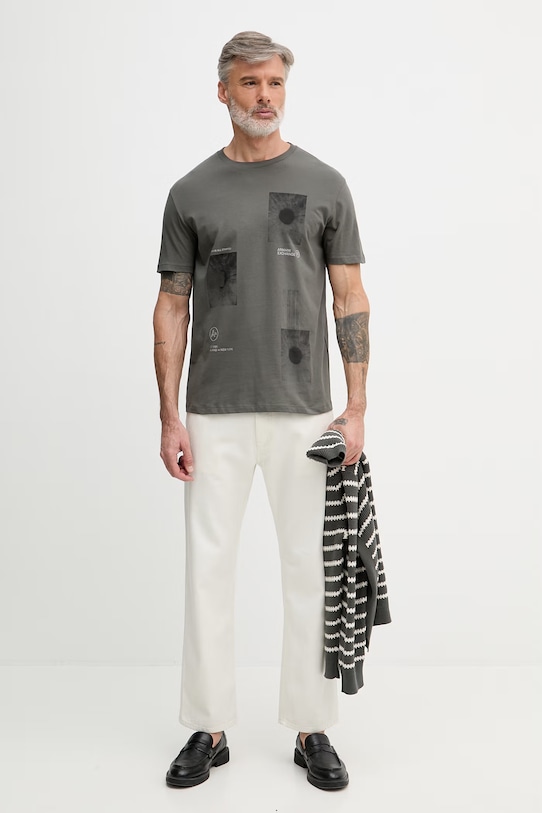 Armani Exchange t-shirt męski bawełniany XM002524.AF10334 zielony SS26
