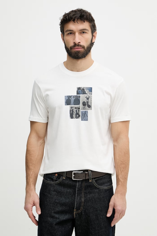 Armani Exchange t-shirt męski bawełniany beżowy XM002780.AF10358