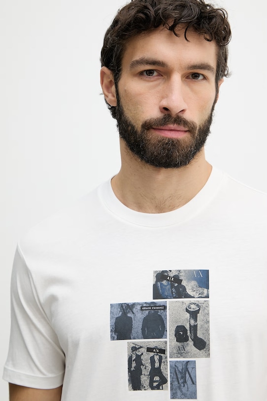 Armani Exchange t-shirt męski bawełniany beżowy XM002780.AF10358