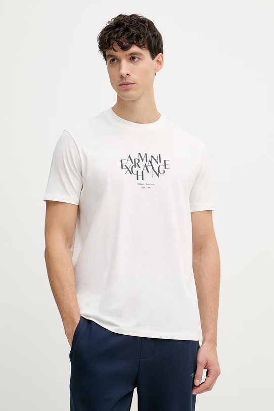 Armani Exchange t-shirt męski bawełniany beżowy XM002782.AF10356