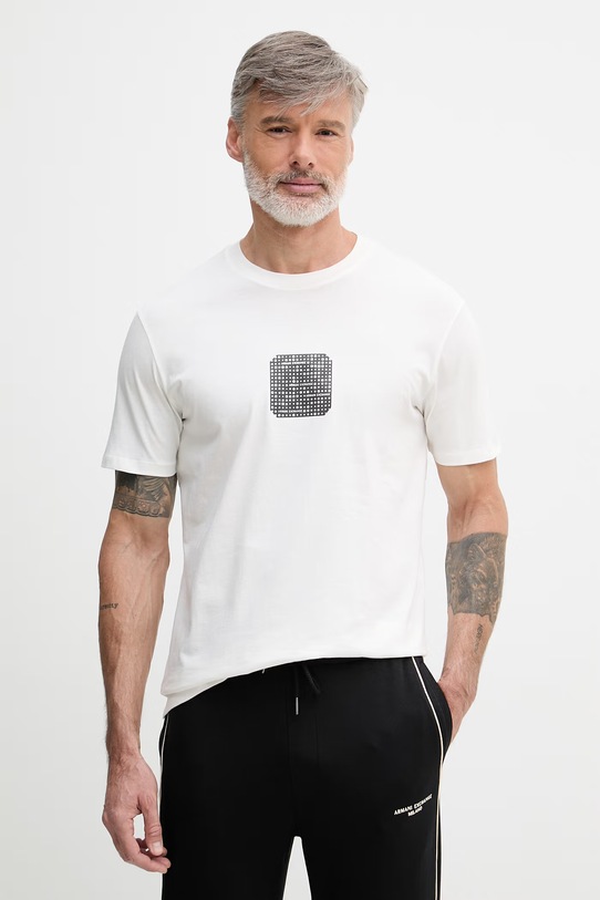 Armani Exchange t-shirt męski bawełniany beżowy XM002230.AF12308