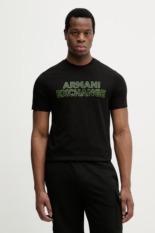 Armani Exchange t-shirt bawełniany nadruk czarny XM002413.AF10361