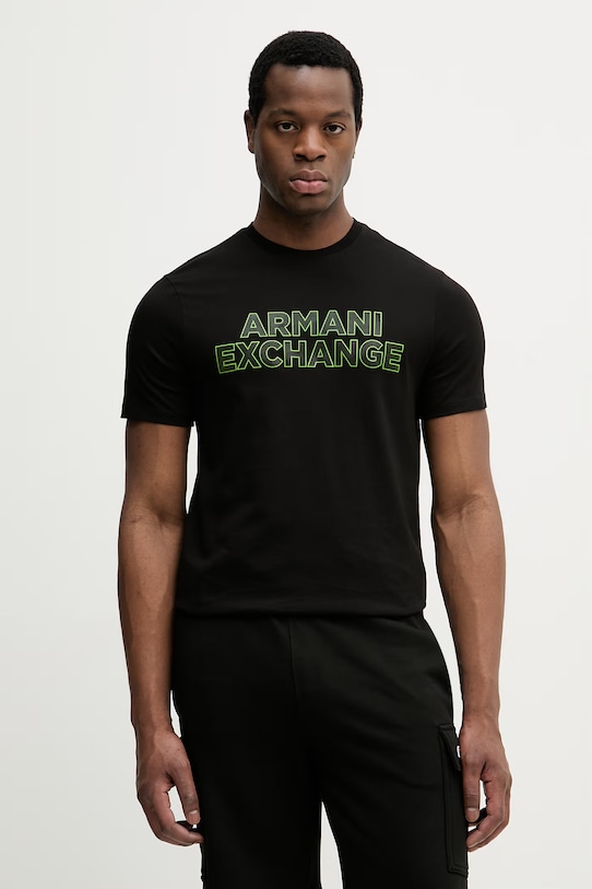 Armani Exchange t-shirt bawełniany nadruk czarny XM002413.AF10361
