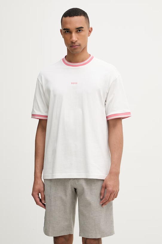 BOSS Orange tricou basic bărbătesc din bumbac alb 50561814