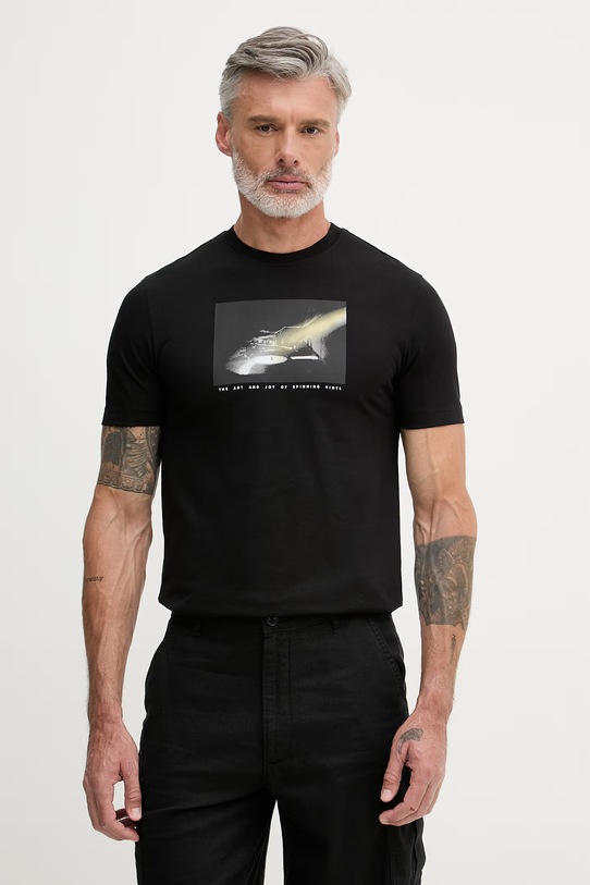 BOSS Orange T-shirt męski bawełniany czarny 50561846