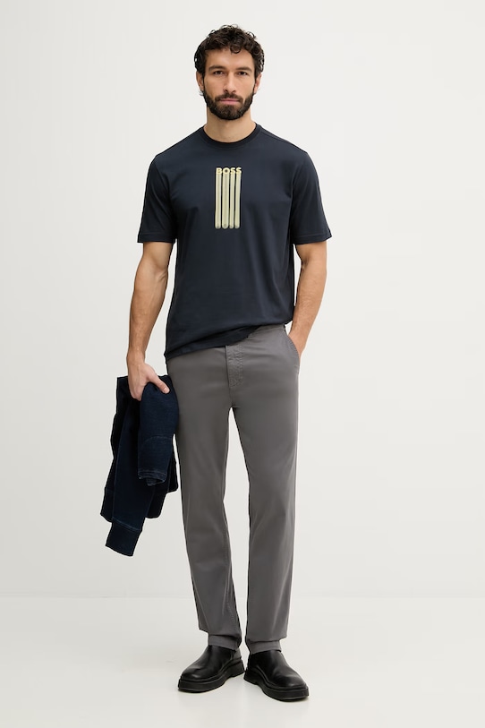 BOSS Orange t-shirt męski bawełniany 50561850 granatowy SS26