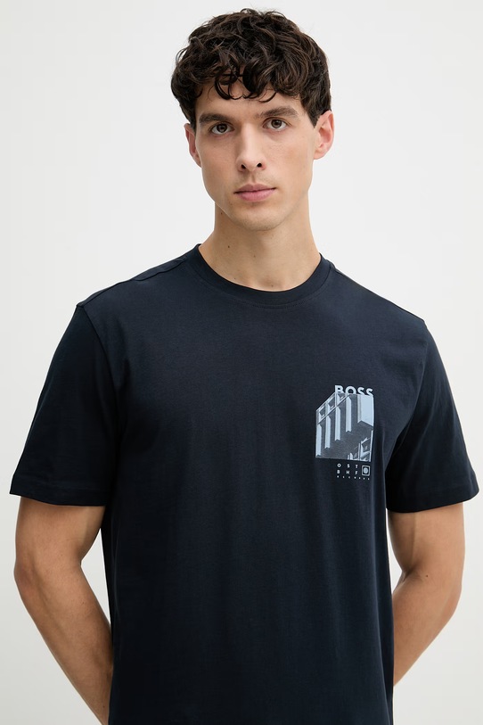 BOSS Orange t-shirt bawełniany granatowy 50561853