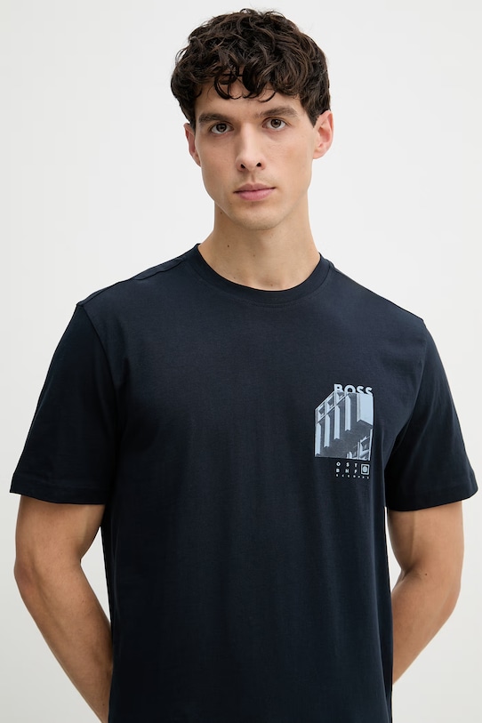 BOSS Orange t-shirt bawełniany granatowy 50561853