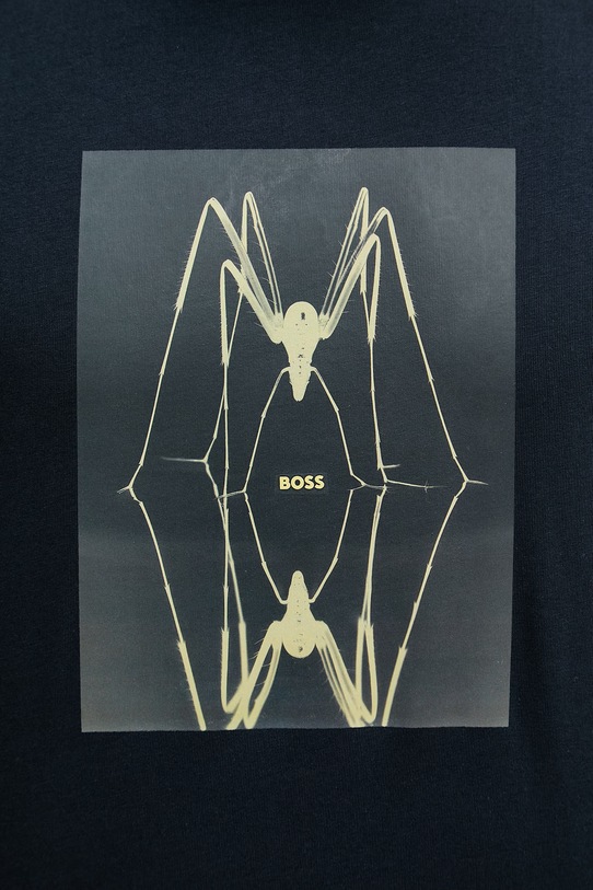 Bombažna kratka majica BOSS Orange 50561861 mornarsko modra