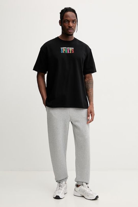 Under Armour t-shirt męski z bawełny HWT SPORTS 6009268 czarny SS26