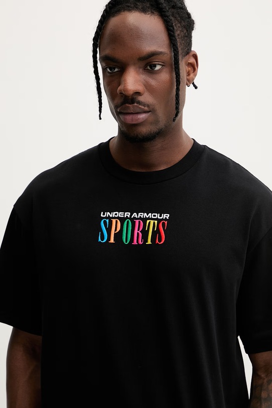 Under Armour t-shirt męski z bawełny HWT SPORTS czarny 6009268