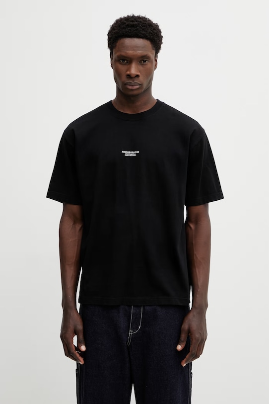 Bavlnené tričko NEIGHBORHOOD TEE SS.12 relaxed čierna 252PCNH.ST12