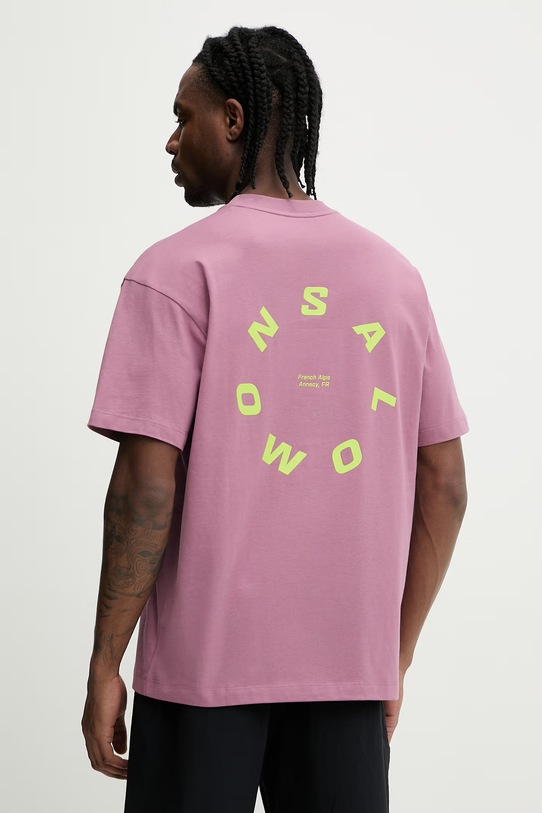 Salomon t-shirt bawełniany nadruk różowy LC2844900
