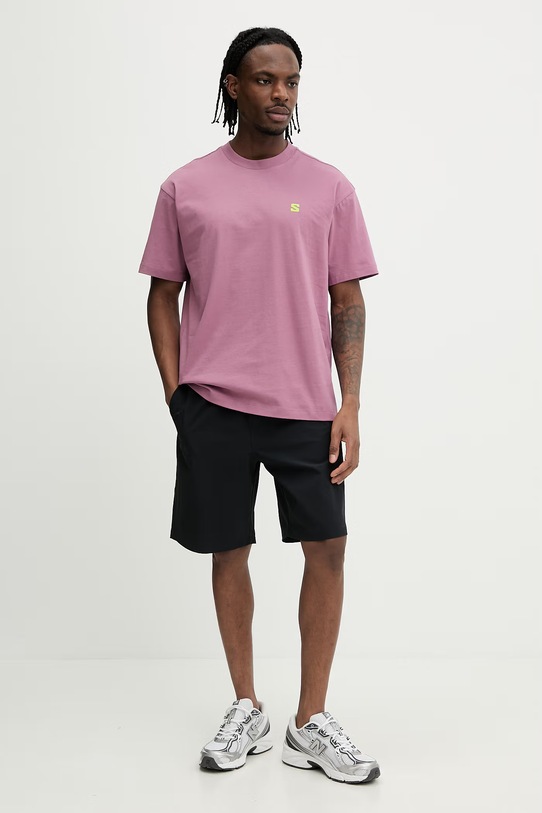 Salomon t-shirt bawełniany LC2844900 różowy SS26